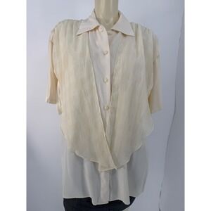 Vintage 90s Bentley Plus Ivory Layered Textured Blouse Minimalist Lagenlook